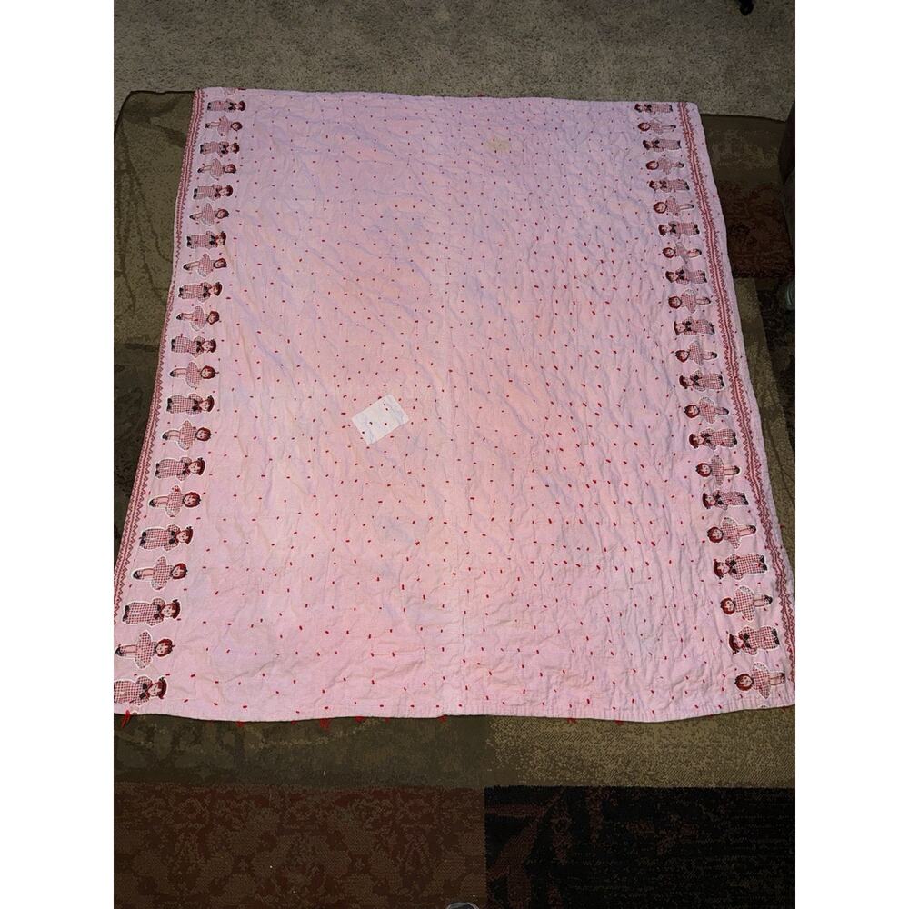 Vintage Patchwork Quilt Folk Art Colorful Scrap Granny Tied - Picture 12 of 15